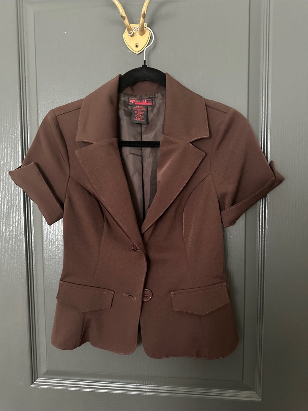 Vintage Short-Sleeve Brown Tailored Blazer
